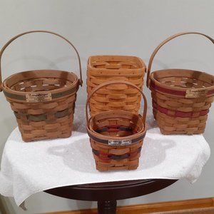 Longaberger Baskets (4): 1988 Poinsettia, 1989 Inaugural, Small Square